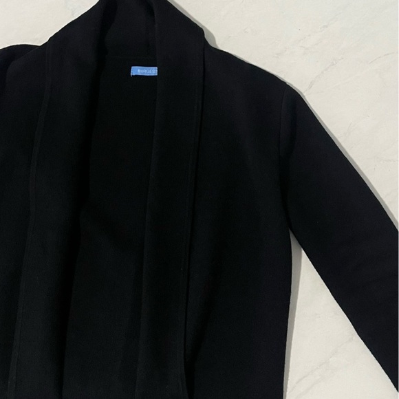 Burgess Black Open Front Cardigan With Pockets Size XS Knit Minimalist Neutral - Picture 3 of 6